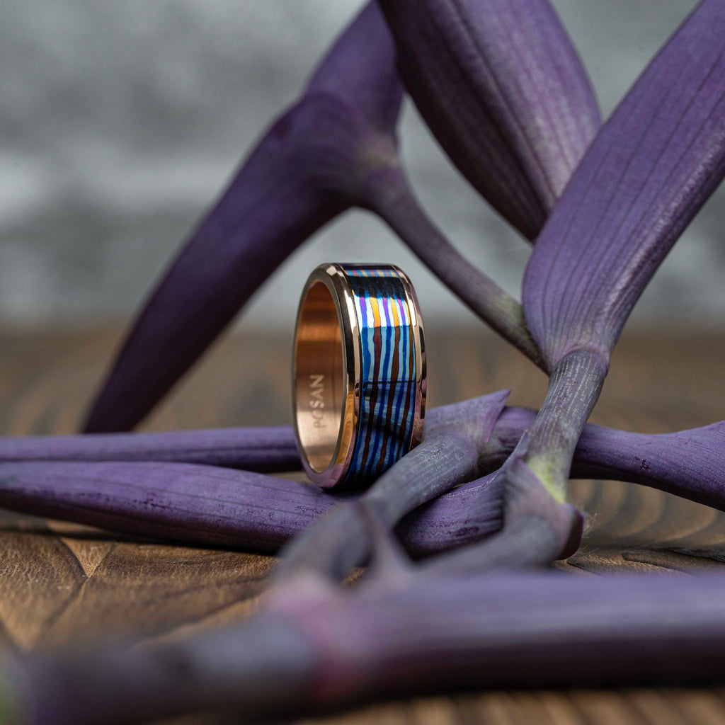 POSAN Men's Wide-Band Double-Layer Ring