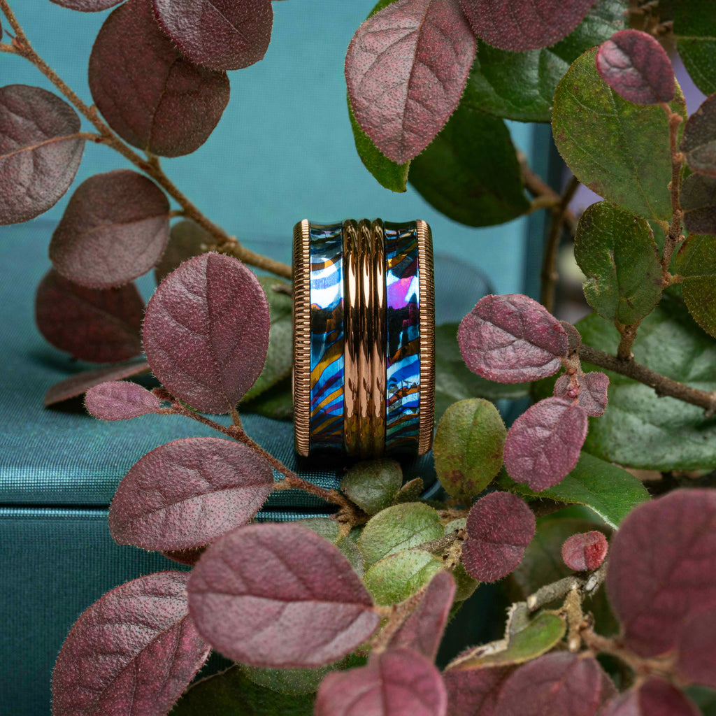 POSAN Men's Wide-Band Double-Layer Ring