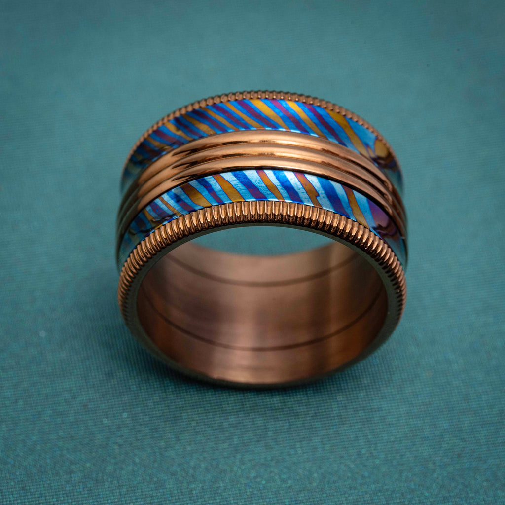POSAN Men's Wide-Band Double-Layer Ring
