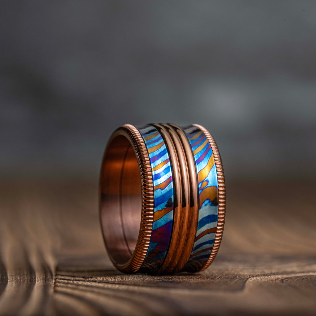 POSAN Men's Wide-Band Double-Layer Ring