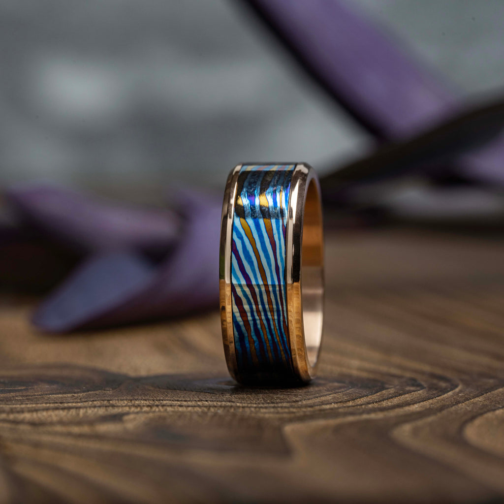 POSAN Men's Wide-Band Double-Layer Ring