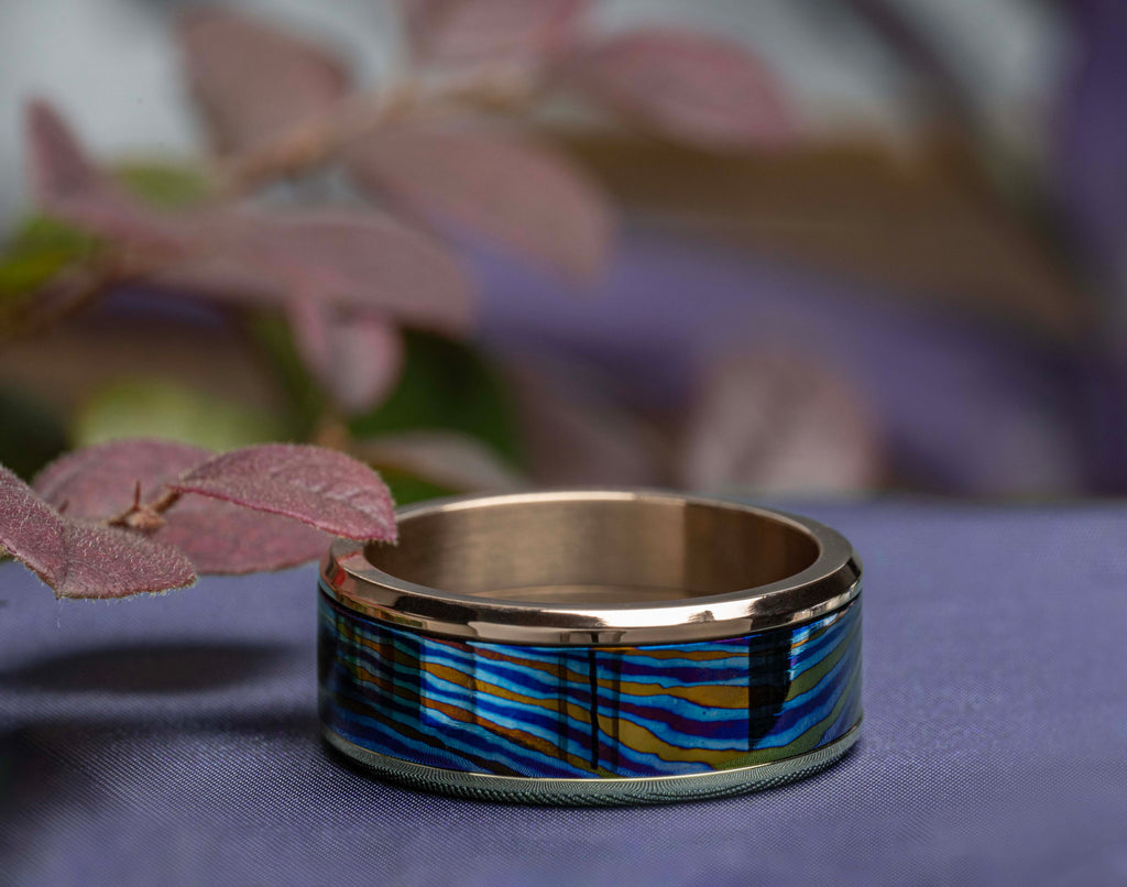 POSAN Men's Wide-Band Double-Layer Ring